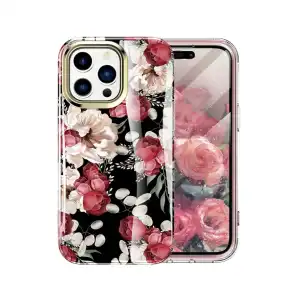 Funda de TPU con Flores con Protector de Pantalla para Iphone 15 Pro Max - Marca Turquiase miniatura 2