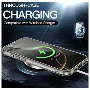 Funda de TPU Rígido para trasera transparente antiarañazos para Iphone 15 Pro - Color Clear Negro miniatura 3