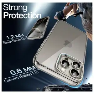 Funda de TPU Rígido para trasera transparente antiarañazos para Iphone 15 Pro - Color Clear Negro miniatura 4