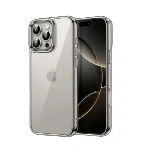 Funda de TPU Rígido para trasera transparente antiarañazos para Iphone 15 Pro - Color Clear Negro miniatura 1