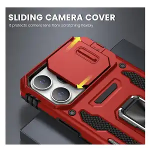 Funda con protección con soporte de anillo giratorio de 360 grado para Iphone 15 Pro - Color Negro / Rojo miniatura 3