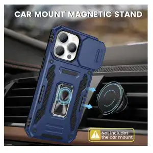 Funda con Soporte Giratorio 360 grado integrado para Iphone 15 Pro - Color Azul / Negro miniatura 4
