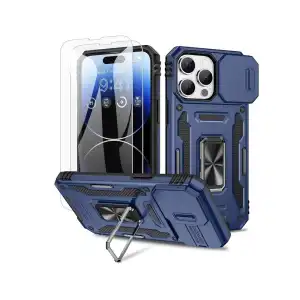 Funda con Soporte Giratorio 360 grado integrado para Iphone 15 Pro - Color Azul / Negro miniatura 1