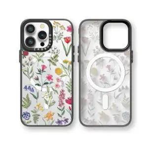 Funda Magnética con Compatibilidad MagSafe para Iphone 15 Pro  con diseño de Flores y Mariposas - Color Gris Negro  Marca CaseVivid miniatura 1