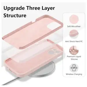 Funda de Silicona para Iphone 15 Plus ( forro de microfibra suave antiarañazos ) - Color Rosa Palo miniatura 3