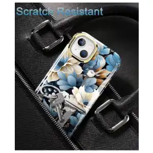 Funda de TPU resistente a Golpes con Protección de pantalla ligera y elegante para Iphone 15 Plus - Color Clear diseño Flores Marca Turquiase miniatura 5