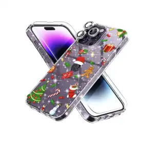 Funda para iPhone 13 Pro Max de Navidad, funda transparente con purpurina brillante miniatura 1