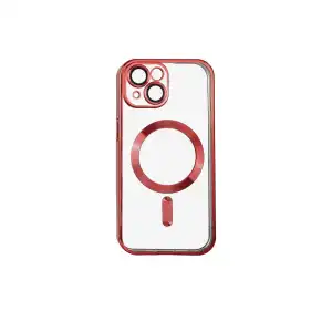 Funda de Magnético Rojo Brillante Transparente para iPhone 14 Plus con protección completa de la cubierta de la cámara miniatura 1
