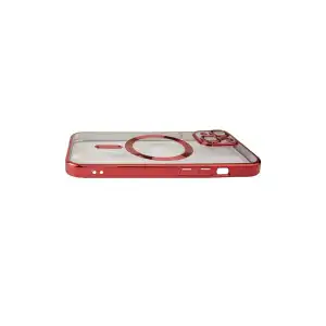 Funda de Magnético Rojo Brillante Transparente para iPhone 14 Plus con protección completa de la cubierta de la cámara miniatura 2