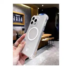 Funda magnética transparente para iPhone 14 Pro con MagSafe, sin amarillamiento, protector completo del lente de la cámara, a prueba de golpes - Color  transparente miniatura 1